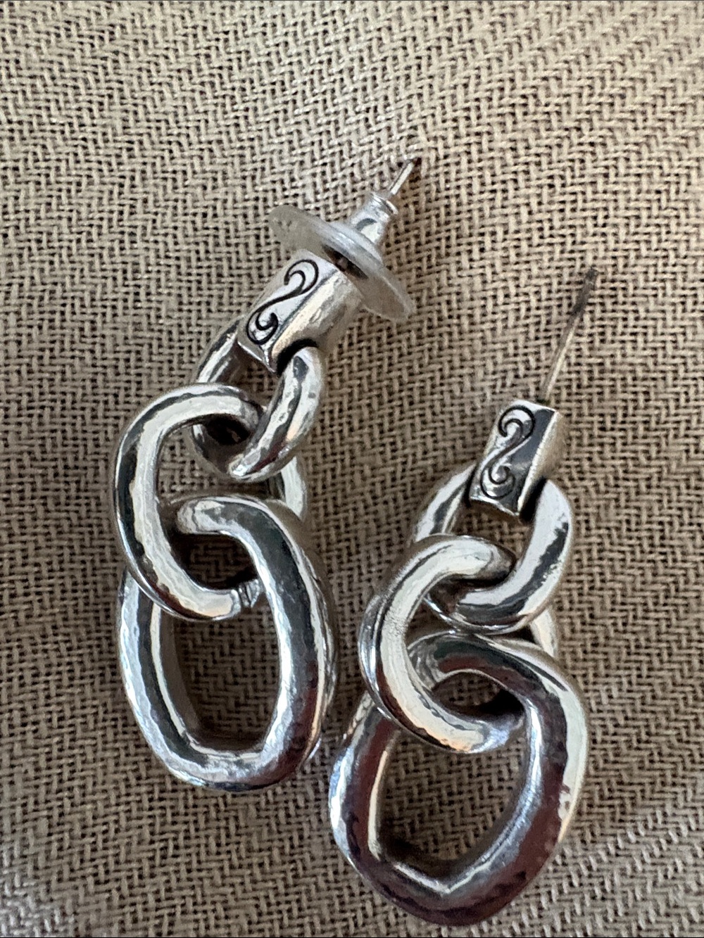 Brighton Silver Linked long necklace. Short necklace and Earrings 3 piece-Set - Picture 5 of 9